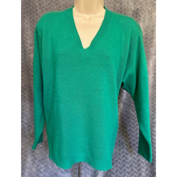 Neiman Marcus 100% Cashmere Vneck Pullover Sweater L Luxe Warm Casual Classic - Picture 1 of 4